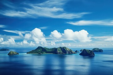 Fototapeta premium Stunning tropical island paradise with turquoise waters and lush green mountains