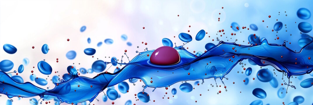 Abstract Representation of Blue Blood Cells Flowing in Fluid Concept, Suitable for World Diabetes Day Awareness Campaign