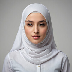 Naklejka premium Beautiful white woman wearing hijab and sharia clothes Design Very Cool