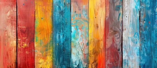 Abstract Colorful Oil Painting On Artificial Wood Background