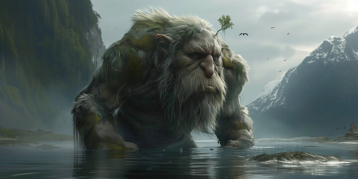 Norwegian troll in a fjord