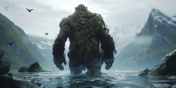 Norwegian troll in a fjord