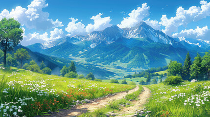 The vintage charm of rolling hills and meadows blanketed in vibrant blooms, capturing delicate petals and lush greenery in stunning detail.