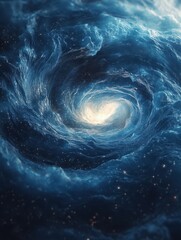 A breathtaking cosmic swirl of blue and white hues depicting a galaxy, perfect for sci-fi projects, wall art, or backgrounds in digital media and presentations,