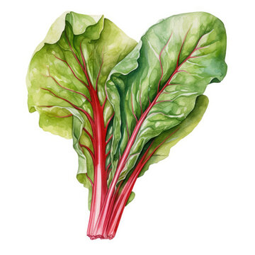 watercolor chard painting with white background