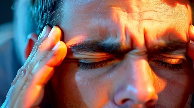 Pain pathway: detailed depiction of headaches and migraines, neural and physical sensations associated with these common conditions, focusing on triggers and effects on nervous system.