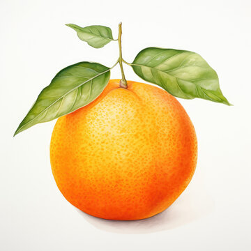 watercolor orange painting with white background