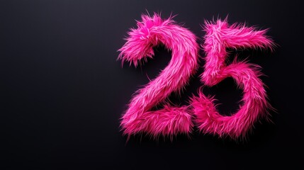 Fototapeta premium Vibrant Pink Fur Number for New Year Celebration