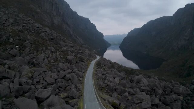 Drone footage, Gloppedalsura, Landslide, Magma Geopark, Norway nature, Aerial video, Scenic view, Geological formation, Northern Europe, Rugged terrain, Mountain landscape, Travel video, Cinematic dro