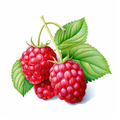 watercolor raspberry painting with white background