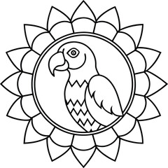 Parrot in Mandala Vector Image Depicting Mystical Symmetry and Serenity





