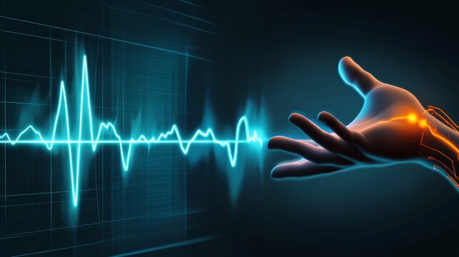 Euthanasia concept illustrating a terminally ill patient&rsquo;s end of life, depicting medical intervention to alleviate pain and suffering, with an elderly hand and an ECG flatline on a monitor
