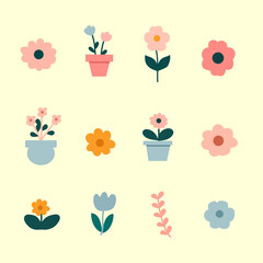 set of collection cute spring flower for elements, clipart and sticker