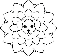 Adorable Mandala Puppy Vector Illustration for Coloring and Design
