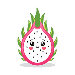 Obraz premium Dragon Fruit Cute Cartoon Fresh Animation Kawaii Healthy Character 