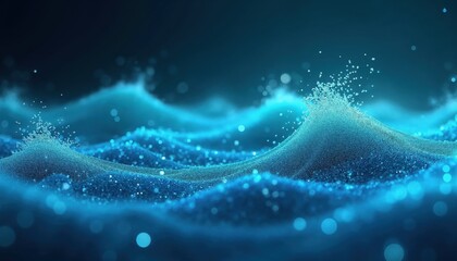 Abstract Gradient Hologram with Dynamic Particle Wave - Digital Technology Background