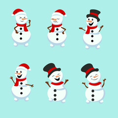 set of collection cute snowman in christmas for elements, clipart and sticker