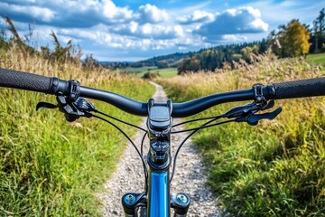 Naklejka premium Mountain Biking Through Countryside