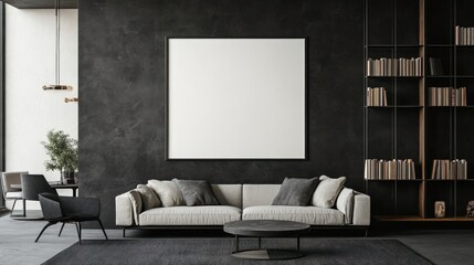 Minimalist Living Room with a Large Blank Canvas