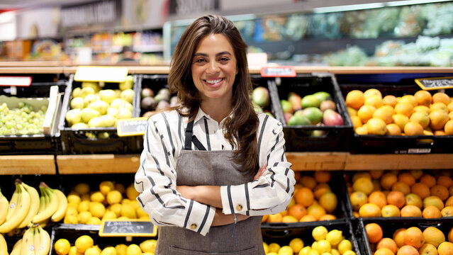 Portrait of a young, smiling saleswoman