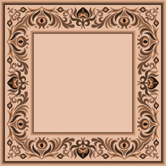 Vector abstract decorative floral ethnic ornamental illustration. Square background