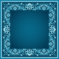 Vector abstract decorative floral ethnic ornamental illustration. Square background