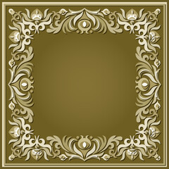 Vector abstract decorative floral ethnic ornamental illustration. Square background