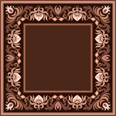 Vector abstract decorative floral ethnic ornamental illustration. Square background