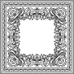 Vector abstract decorative floral ethnic ornamental illustration. Square sketchy background