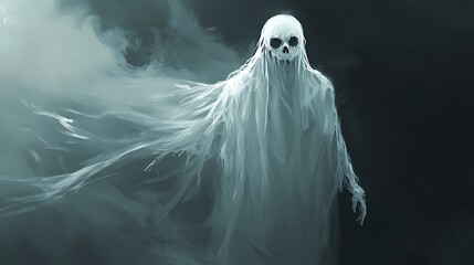 Ghostly Figure in Eerie Mist