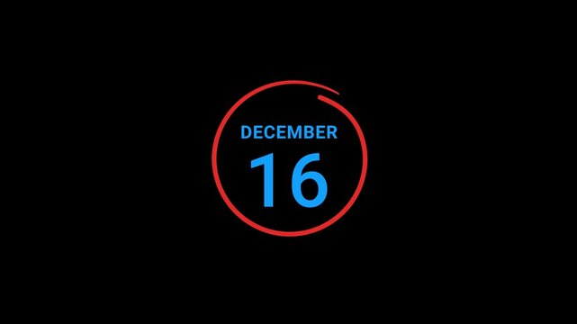 16th December calendar date Animation