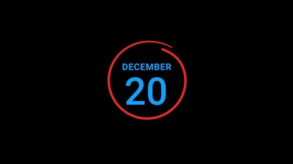 20th December calendar date Animation