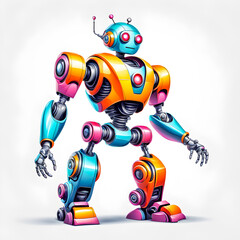 Illustration of robot on white background.