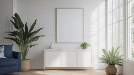 Minimalist Living Room with White Walls and Natural Light