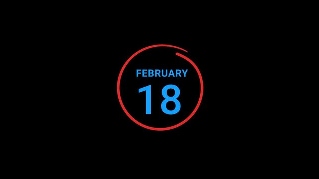 18th February calendar date Animation