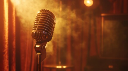 Vintage Microphone in a Smoky Atmosphere