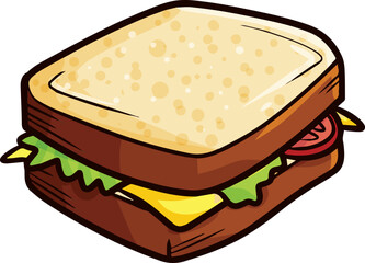 Yummy classic cheese sandwich cartoon illustration