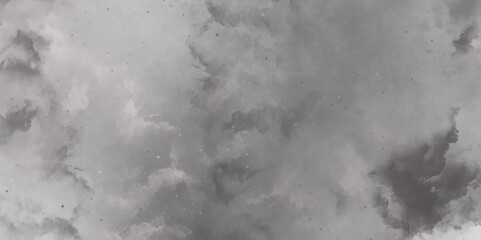 Abstract white and gray isolated cloud cumulus clouds. Gray aquarelle painted realistic fog or mist smoky textured canvas design. White and ash messy wall stucco texture background.	
