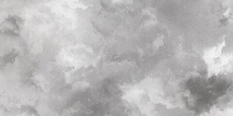 Abstract white and gray isolated cloud cumulus clouds. Gray aquarelle painted realistic fog or mist smoky textured canvas design. White and ash messy wall stucco texture background.	
