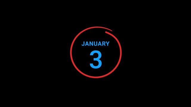 3th January calendar date Animation