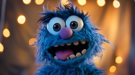 Happy Blue Puppet Character