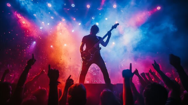 Energetic Guitar Performance at Concert
