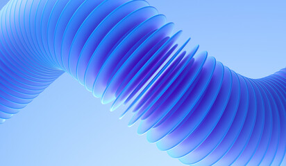 Glass shapes composition on blue background. 3d rendering.