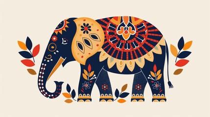 Decorative elephant with intricate patterns - artistic design for home decor and celebration themes