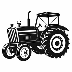 Christmas Farm tractor Black silhouette