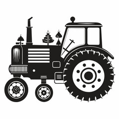 Christmas Farm tractor Black silhouette