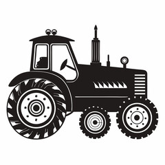 Christmas Farm tractor Black silhouette