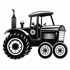 Christmas Farm tractor Black silhouette