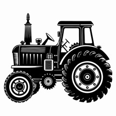 Christmas Farm tractor Black silhouette