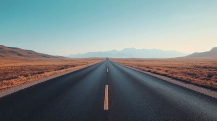 Fototapeta premium Serene Road Leading to a Clear Horizon